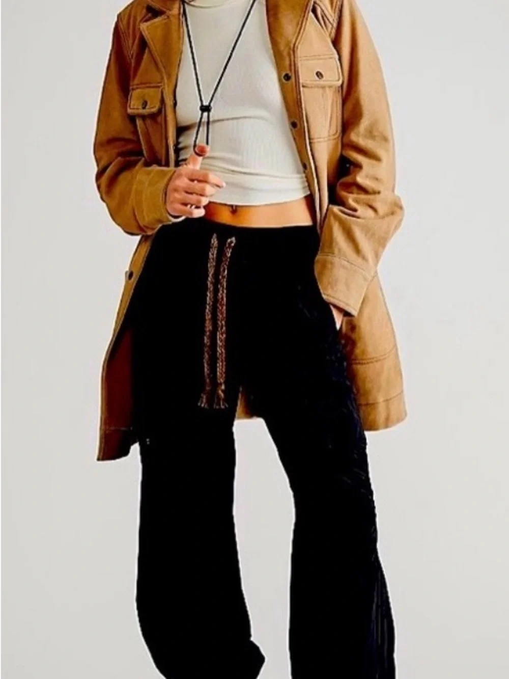 Free People Cool in Cargo Black Jogger Drawstring Track Pants size xsmall